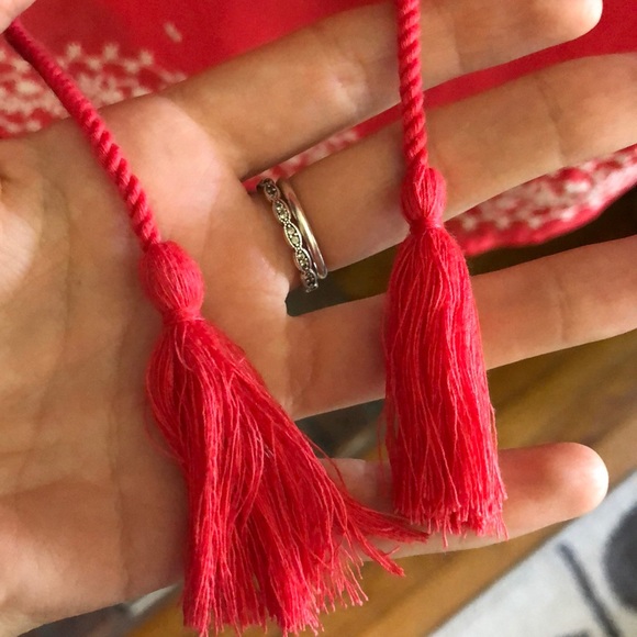 NWT American Eagle Pink Embroidered Tassel Blouse - Picture 4 of 4